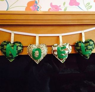 hand made green 'noel' christmas banner by eebees knits