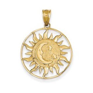 IceCarats Designer Jewelry 14K Polished Sun With Moon Star Charm IceCarats Jewelry