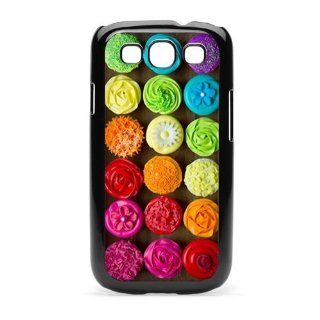 Samsung Galaxy S III S3 Black KB95 Hard Back Case Cover Colorful Rainbow Cupcakes Design Cell Phones & Accessories