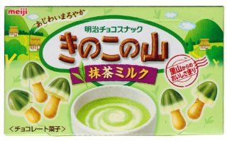Meiji Kinoko No Yama Matcha Milk Chocolate Flavor Mushroom Shaped Cookie Snack [B297] (Japanese Import)  Packaged Snack Graham Crackers  Grocery & Gourmet Food