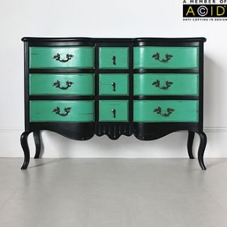 french nine drawer chest in black and green by out there interiors