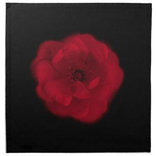 Red Rose. Black Background. Printed Napkin