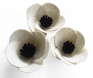 felt poppy brooch cream and black by isolyn