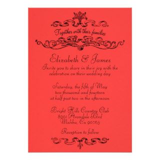 Simple Luxury Red And Black Wedding Invitations Personalized Announcement