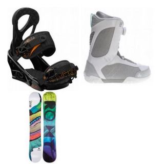 Roxy Silhouette Snowboard w/ K2 Sendit Boots & Burton Stiletto Bindings   Womens snowboard package 0053