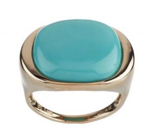 Oval Sleeping Beauty Turquoise Bold Ring, 14K Gold —