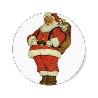 Have a Holly Jolly Christmas Santa Claus Round Stickers