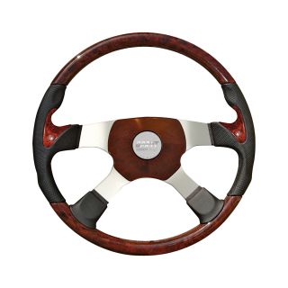 Grant Products Pathfinder Series Leather Grip Steering Wheel — 4-Spoke, 17 3/4in. Diameter, Brushed Aluminum  Steering Wheels   Installation Kits