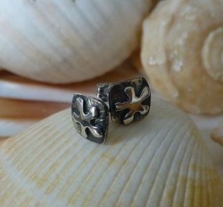 square flower silver stud earrings by anne reeves jewellery