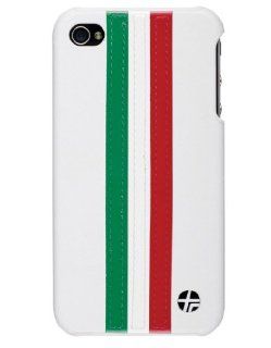 Trexta Stripe Series Snap On Case for iPhone 4   1 Pack   Retail Packaging   Green, Red, and White Cell Phones & Accessories