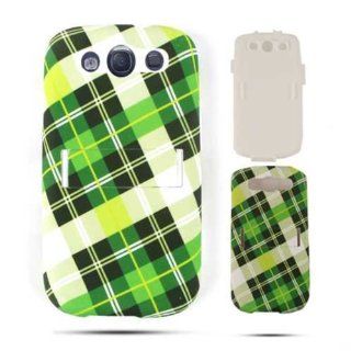 Cell Armor I747 PC JELLY 03 TE294 Samsung Galaxy S III I747 Hybrid Fit On Case   Retail Packaging   Green Plaid Cell Phones & Accessories