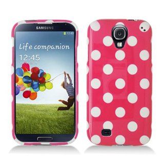 Aimo SAMSIVPCPD306 Cute Polka Dot Hard Snap On Protective Case for Samsung Galaxy S4   Retail Packaging   Hot Pink/White Cell Phones & Accessories