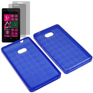Aimo TPU Sleeve Gel Cover Skin Case for T mobile Nokia Lumia 810 + 2 Fitted Screen Protector  Blue Checker Cell Phones & Accessories