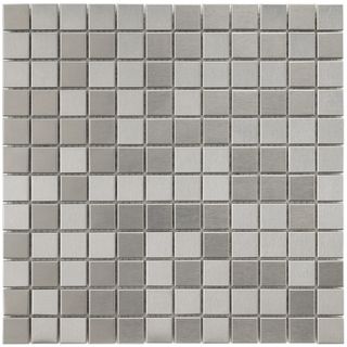 SomerTile 11 7/8x11 7/8 in Chromium Stainless 1 in Steel/Porcelain Mosaic Tile (Pack of 10) Somertile Wall Tiles