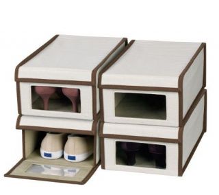 Window Vision Set of 4 Small Shoe Storage Boxes  Canvas —