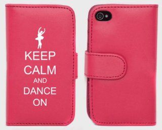 Pink Apple iPhone 5 5S 5LP297 Leather Wallet Case Cover Keep Calm and Dance On Cell Phones & Accessories