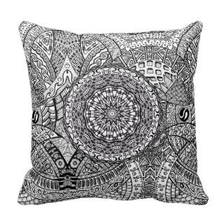 Black and White Doodle Pattern Pillow