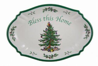 Spode Christmas Tree Bless this Home Tray 11 inch L x 7 inch W Spode Holiday Kitchen & Dining