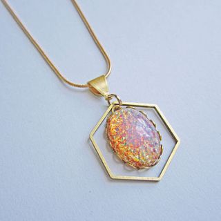 herschel vintage glass fire opal necklace by eclectic eccentricity
