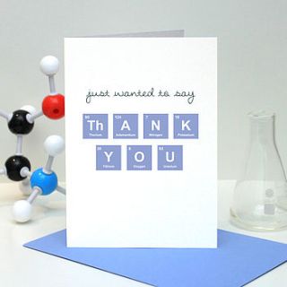 thank you periodic table card by geek cards for the love of geek
