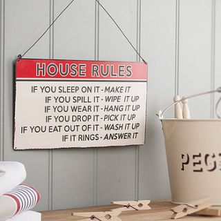 retro 'house rules' sign by kiki's gifts and homeware