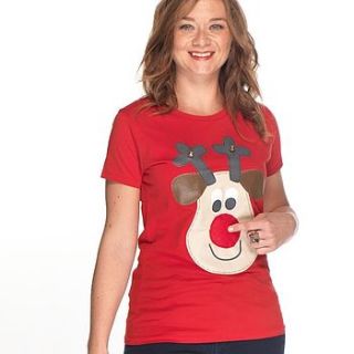 women's squeaky nose rudolph t shirt by woolly babs christmas jumpers