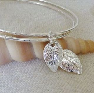 silver double charm bangle by anne reeves jewellery