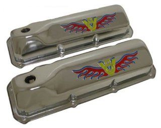 1969 82 Ford Small Block 351C 351M 400M BOSS 302 Steel Valve Covers   3 Color V8 Logo Automotive