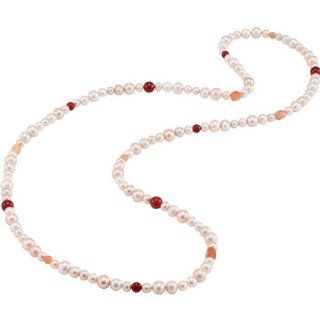 Freshwater Cultured Pearl and Agate Strand Necklace, 36" Jewelry