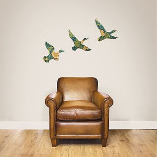 set of green vintage wallpaper wooden ducks by ava & bea