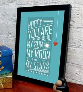 personalised sun moon and stars love print by fizzy lemonade