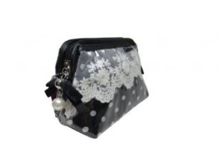 Victorian Romance Polka Dot and Lace Small Cosmetic Bag Shoes