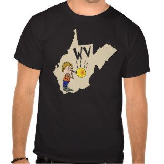 West Virginia WV Map with Glass Blowing Cartoon T shirt