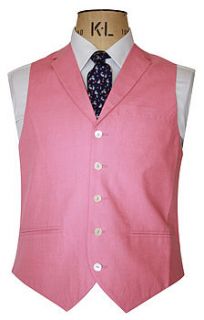 single breasted pink linen waistcoat by sir plus