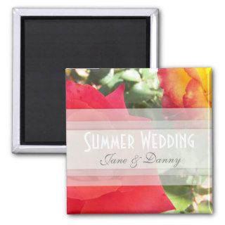Yellow and Red Rose Summer Wedding Magnet