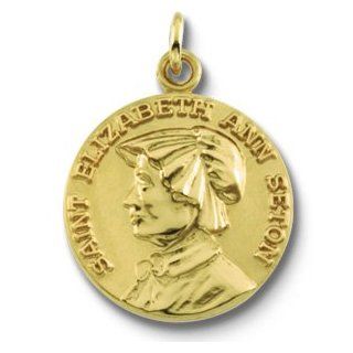 St Elizabeth Ann Seton 14kt Yellow Gold Medal 18.00 MM Jewelry