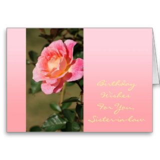 Birthday Sister in law, pink yellow rose, pink Cards