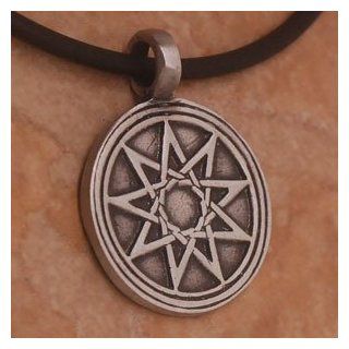Bahai 9 pointed star Bah' pewter Pendant w Necklace ANTIQUE Jewelry