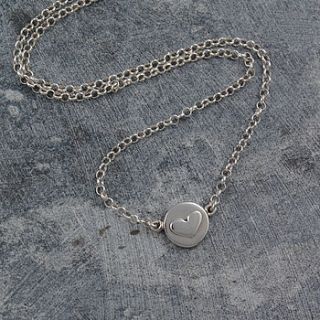 sterling silver raised round heart necklace by otis jaxon silver and gold jewellery