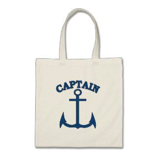 Captain Light Blue Anchor Canvas Tote Bag