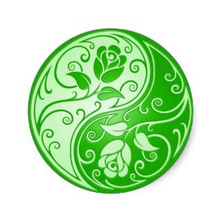 Yin Yang Roses, green Stickers