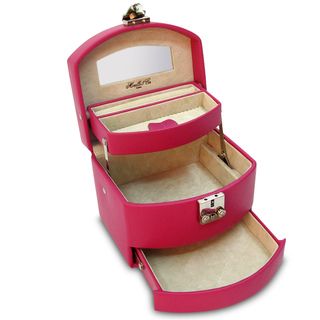 Laura Expandable Raspberry Leather Jewelry Box Leather Jewelry Boxes