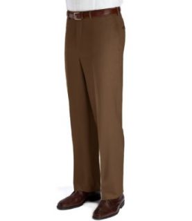 Executive Wool Gabardine Plain Front Trouser (BRTSH TAN, 43 REGULAR) at  Mens Clothing store Pants