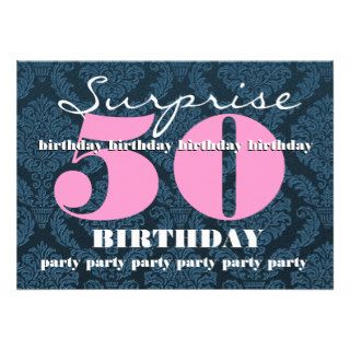 50th SUPRISE Birthday Party Blue and Pink  T302B Custom Invite