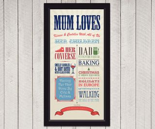 personalised 'mum loves' circus poster print by yours for keeps