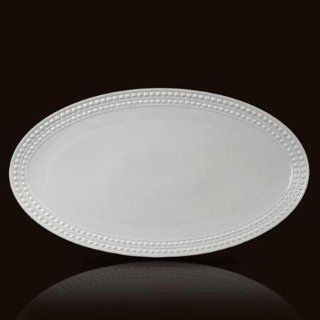 L'Objet Perlee White Oval Platter   Large 20in x 12in  