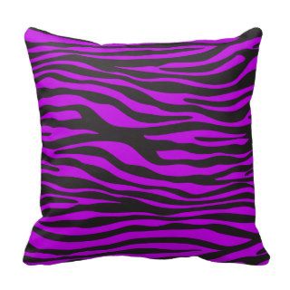 Animal Print, Zebra Stripes   Black Purple Pillow