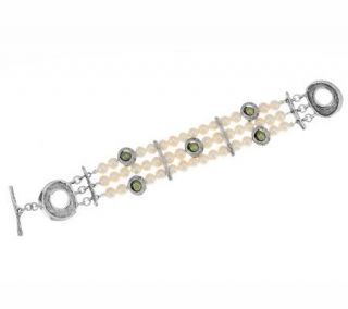 Hagit Sterling Small Triple Strand Cultured Pearl Bracelet —
