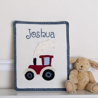 personalised red tractor canvas by malooshi