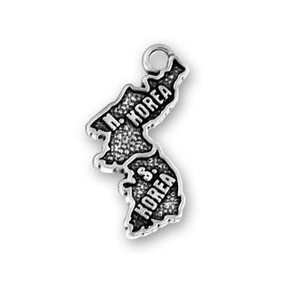 Sterling Silver Outline Map Of Country Of North And South Korea Word Charm Jewelry